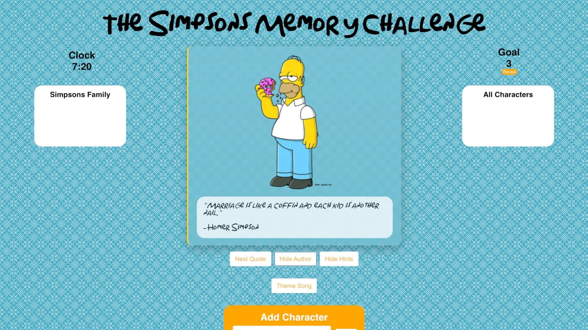 The Simpsons Memory Challenge